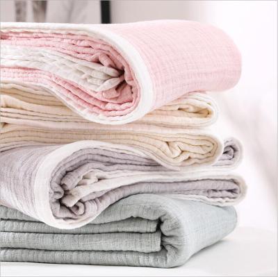 China Super Soft Sofa Gauzed Cotton Bedspread Throw 40 Colors Cotton Muslin Textile Blanket Portable Home Bedspread Covers for sale