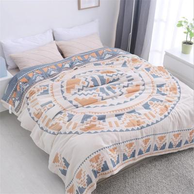 China 4 Layers Wearable Muslin Blanket Adult Sofa Travel Throw Cotton Blanket for Beds Exotic Combed Cotton Blanket 150cmx200cm 200cmx230cm for sale