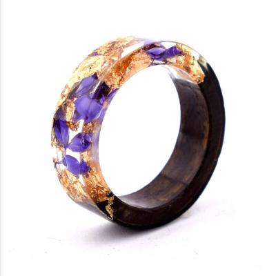 China Ring Handmade Clean Ocean Clear High Quality Resin Vintage Epoxy Resin Wooden Ring For Women Men for sale