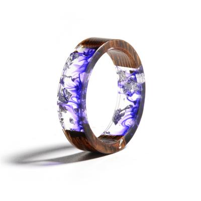 China New Cute Novelty Antique Flower Calendula Resin Colorful Dry Wood Ring For Women Men for sale