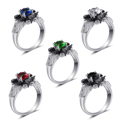 China CZ Crystal Rings For Women Fashion Classic Silver Color Vintage Style Wedding Engagement Jewelry Gift Ring for sale