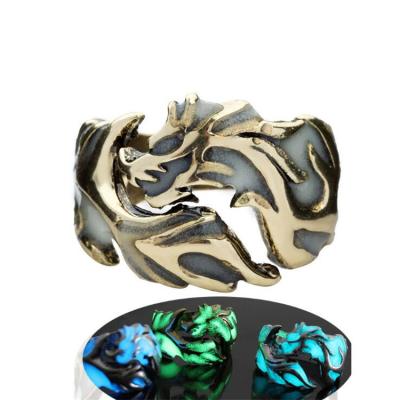 China Hiphop Men's Luminous Dragon Rings For Men Women Rings Glow In The Dark Male Ring Jewelry for sale