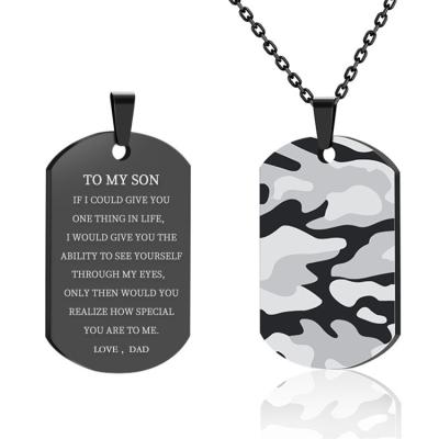 China Custom Stainless Steel Camouflage Army Brand Casual / Sporty Pendant Necklace Fashion Engraving Necklace for sale