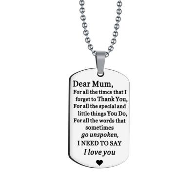 China Small Expensive Gift Mom Statement Necklace Mother's Day Gift Pendant Silver Black for sale