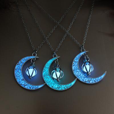 China CLASSIC Hot Selling Luminous Handmade Jewelry Moon In Stone Luminous Hollow Necklace Moon Ladies Necklace Gift for sale