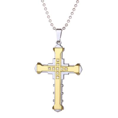 China Fashion TRENDY Cross Pendant Necklace For Women Men High Quality Stainless Steel Sweater Pendant Chain Personalized Jesus Jewelry for sale