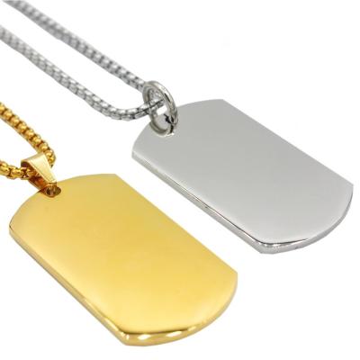 China Custom Europe Blank Stainless Steel Necklace Army Dog Tag Laser Engraved Military Pendant Necklace For Men Jewelry Gifts for sale