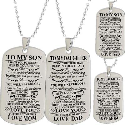 China Casual/Sporty To My Son/Daughter Love Mom Stainless Steel Black Letter Family Pendant Necklace for sale