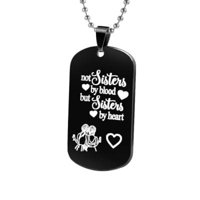 China Stainless Steel Casual / Sporty Inscription Necklace Couple Friendship Letter Army Necklace Pendant Jewelry for sale