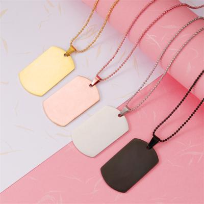 China Europe Customized High Quality Stainless Steel Necklace, Couples Hip Hop Army Brand Dog Tag Cut Out Blank Pendant Necklace for sale