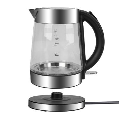 China 360 Degree Rotation Low Borosilicate Water Glass Electric Kettle High 1.7 Liter Cordless Hot Water Boiler With LED Light for sale