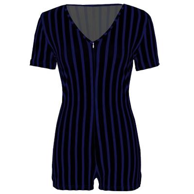 China Wholesale cheap QUICK DRY RUIYI mommy and me onesie short sleeve zipper black stripe onesie for women adult onesie for sale