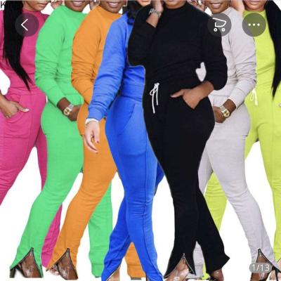 China Breathable Solid Color Long Sleeve Sweatshirt Zipper Joggers Tracksuit 2 Piece Set Women Team Sweat Suits for sale