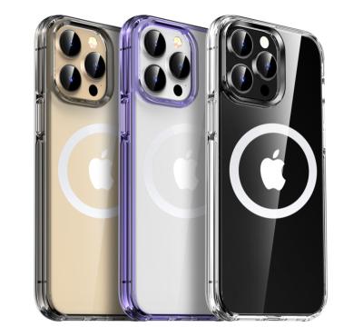 China Shockproof Customized For iPhone 14 13 12 Magnetic Ring Phone Case Cover Clear Hard Silicone Magsafing Wireless Charger for sale