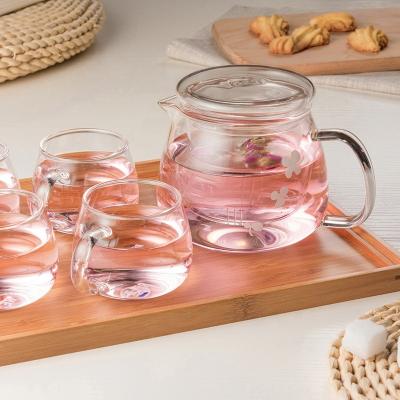 China Sistema de cristal hermético espesado de la tetera, taza de café multi del vidrio de Borosilicate de la escena en venta