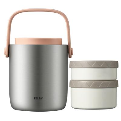 China Hcrelea Portable Stainless Steel Thermal Lunch Box Multi Layer Thermos Bento Box Food Container for sale