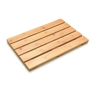 China Eco-friendly Natural Bamboo Anti Slip Bath Mats Waterproof Wooden Bathroom Mat Hotel Non Slip Bamboo Bath Mat for sale