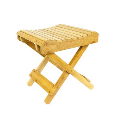 China Collapsible Collapsible Folding Shower Stool Eco-Friendly Bamboo Shower Bench Wooden Step Stool For Shower for sale