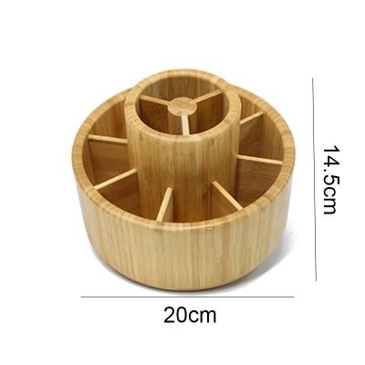 China Bamboo Wood Pen Organizer 360 Rotating Stationary Pen Pencil Holder Office Storage Case School Pen Holder Office Kitchen Accessories for sale