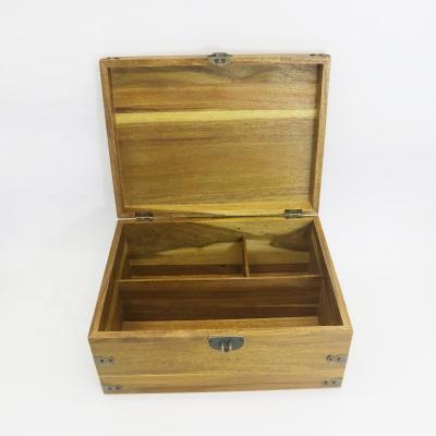 China Hot Selling Handmade Custom Unfinished Wooden Box Acacia Wooden Box Storage Box for sale