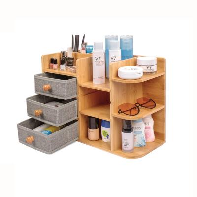 China Small Bamboo Multi Sustainable Cosmetic Tissue Drawer Cloth Objects Stationery Storage Desk Organizer for sale