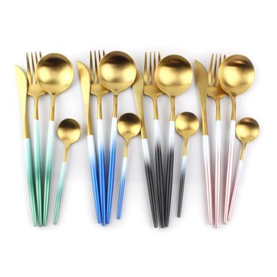 China 304 Stainless Steel Steak Steak Cutlery Gold Cutlery Full Set Four-Piece Household Full Set Western Gold Cutlery for sale