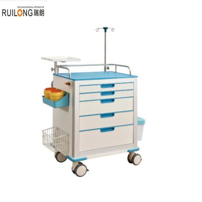 China ABS RT-X024J-054 Modern Cheap Mobile Medical Crash Cart Hospital Drugs Plastic Emergency Medicine Trolley Price for sale