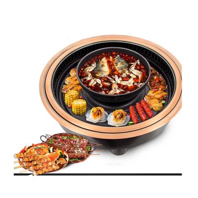 China Korean Tabletop Restaurant Rotisserie and Barbecue Table Electric Hot Pot Square Hot Pot Stove Table for sale