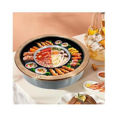 China Korean Super Commercial BBQ Hot Table Pot Buffet Quality Rotisserie Pot Grill Barbecue Hot Table for sale