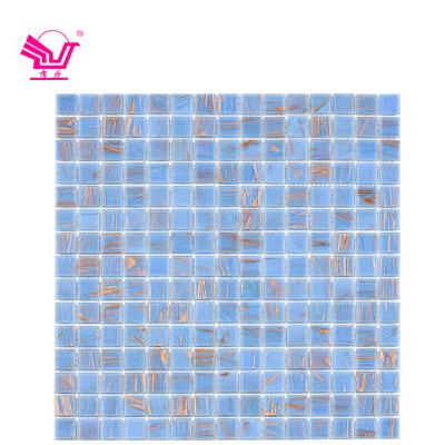 China Modern square blue glass mosaic bathroom floor tiles 327*327mm mosaic for kitchen backsplash for sale