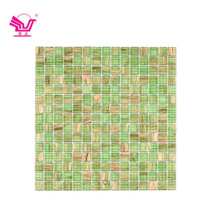 China Square Green Gold Lines Bathroom Wall Tile Swimming Pool Modern High Quality Mosaic Glass Mosaic for sale