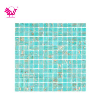 China Modern blue color glass mosaic wall decoration non-slip glass swimming pool wall tile for sale