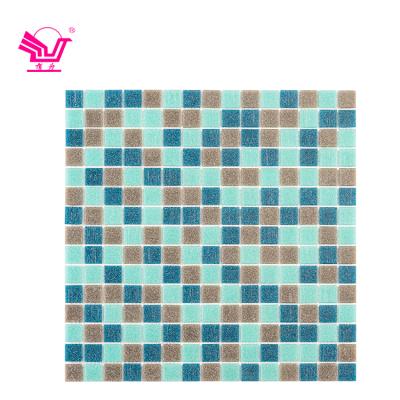 China Modern Exterior Fine Mixed Color Brick Mosaic Sand Wall 20*20*4mm Glass Mosaic For Backsplash for sale