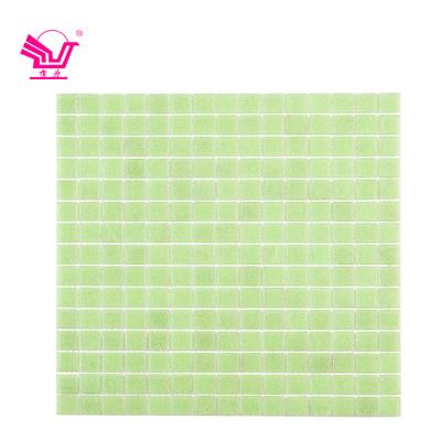 China Modern Design Solid Color Custom Hot Melt Swimming Pool Mosaic Tile Green Sand Glass Fine Mosaic for sale