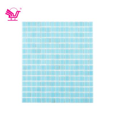 China Customization Pool Color 327*327*4mm Modern Outdoor Blue Hot Melt Mosaic Tile Glass Mosaic Tile for sale