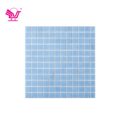 China Modern Customize Square Cast Glass Hot Blue Mosaic Tile 327*327*4mm For Swimming Pool for sale