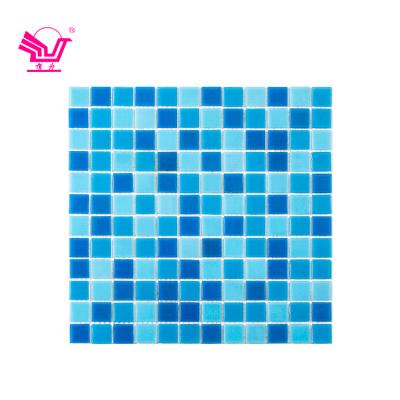 China Modern blue mixed cheap colorful mosaic tile mosaic tile for outdoor hot melt square glass mosaic for sale