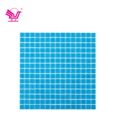 China Classic Blue Outdoor Modern Hot Melt Mosaic Tile Swimming Pool Glass Tiles For Sale for sale