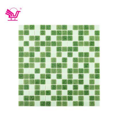 China Green Color Modern Mixed Glass Hot Melt Backsplash Tile Mosaic Tile Glass Mosaic For Kitchen for sale