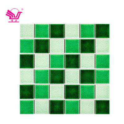 China Thickness 6mm modern green ice split mosaics mixed ceramic mosaic tiles for bathroom for sale