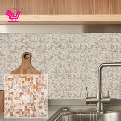 China Modern natural oil pattern shell art seamless mosaic tile for kitchen backsplash and wall decor for sale