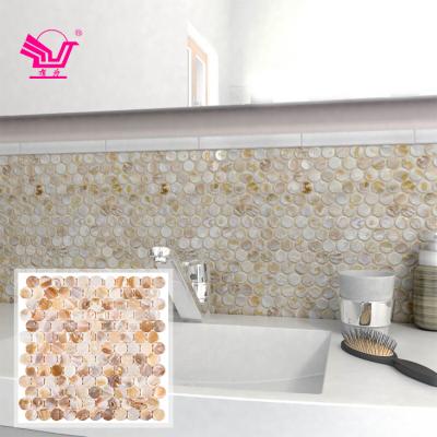 China Modern round seashell mosaic tile kitchen backsplash shower wall 300*300*2mm shell mosaic for sale