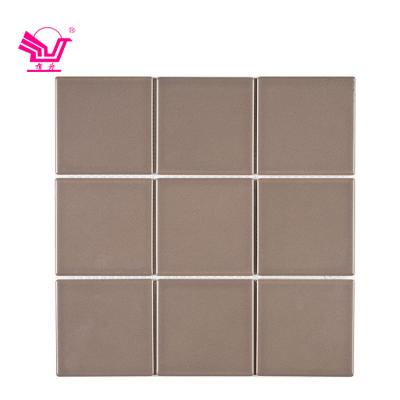 China Hot Selling Modern Gray Square 6mm Thickness Ceramic Mosaic Tile Pieces For Kitchen Wall Matt Mosaic for sale