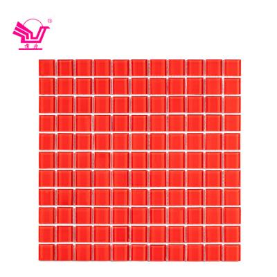 China Wholesale Hotel Modern Commercial Bathroom Red Glass Mosaic Crystal Mosaic Tile For Wall for sale