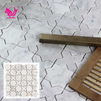 China Modern whites marble stone mosaic tiles for backsplash irregular marble mosaic tile for sale