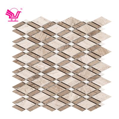 China Modern Bedroom Tiles Rhombus Kitchen Wall Mosaic Tile Interior Irregular Marble Mosaic for sale