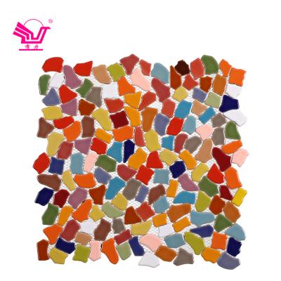 China Modern Bathroom Water Absorbent Wall Tile Multicolor Finish Irregular Ceramic Mosaic Tiles for sale