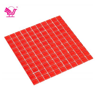 China Modern Chinese Durable Hotel Manufacturer Red Glass Mosaic Tile Glass Mosaic Tile for sale