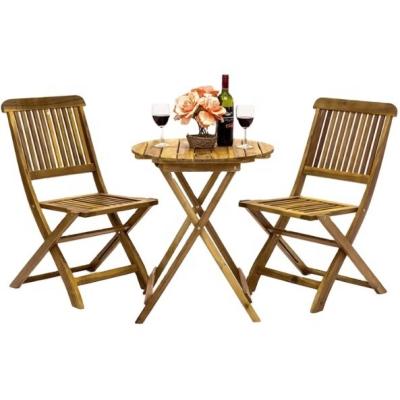 China 3-Piece Folding Acacia Wood Bistro Set Perfect for Outdoor Dining and Entertaining for sale