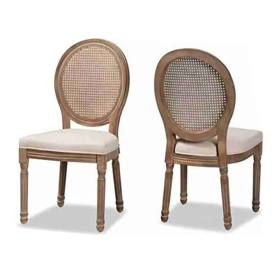 China Dinning Banquet Event French Style Rattan Back Solid Wood Louis Chair Stackable Chairs Antique Wooden Chair Modern 100 for sale